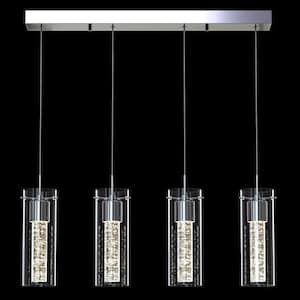 Essence 27-Watt 4 Light Chrome Modern Integrated LED Pendant Light Fixture for Dining Room or Kitchen