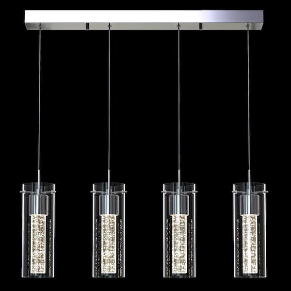 Artika Essence 27-Watt Chrome Integrated LED Mordern Hanging Pendant Chandelier Light Fixture for Dining Room or Kitchen Island