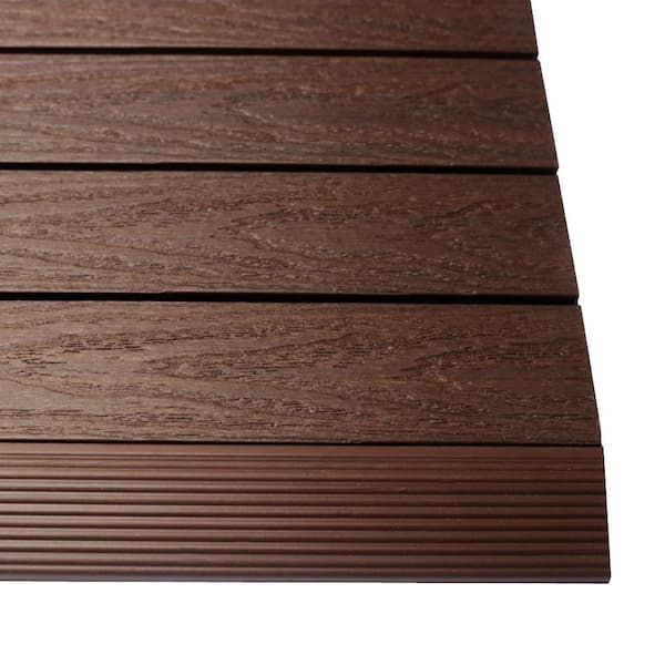 NewTechWood 1/6 ft. x 1 ft. Quick Deck Composite Deck Tile Straight Fascia in California Redwood (4-Pieces/Box)