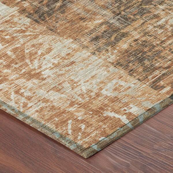 Chantille Machine Washable Indoor/Outdoor Abstract ACN2785 Copper 8 ft. x 8 ft. Round Rug