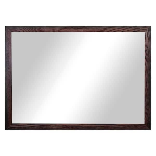 2 in Black Cherry Frame (30 in. W x 39 in. H) Oak Hardwood Rectangle Wall Mirror