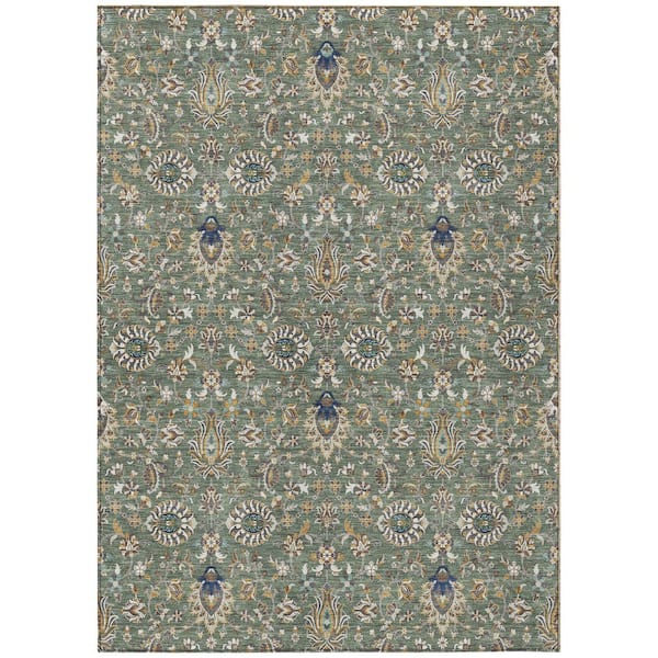 Chantille Machine Washable Indoor/Outdoor Abstract ACN2192 Green 8 ft. x 10 ft. Area Rug