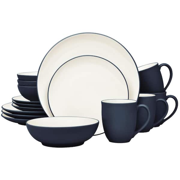 Colorwave Navy 16-Piece Coupe (Navy) Stoneware Dinnerware Set, Service For 4