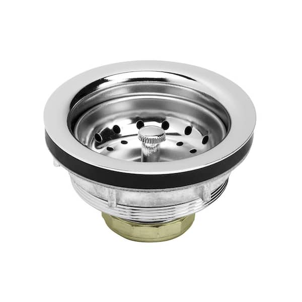 PLUMBFLEX 3-1/2 in. - 4 in. Kitchen Sink Stainless Steel Drain Assembly with Strainer Basket Stopper