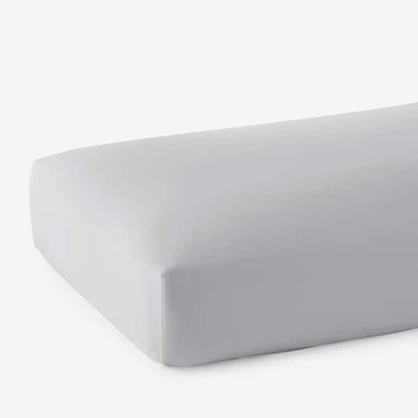 The Company Store Wrinkle-Free Gray Mist Solid 300-Thread Count Sateen Twin Fitted Sheet