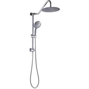 5-Spray Patterns 10 in. Wall Mount Dual Shower Heads with Drill-Free Adjustable Slide Bar and Hose in Chrome