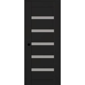 Leora DIY-Friendly 24 in. x 84 in. Right-Hand 6-Lite Frosted Glass Black Matte Composite Single Prehung Interior Door