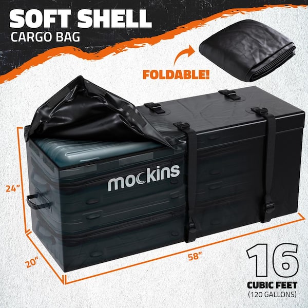 Mockins 57 in. x 24 in. x 19 in. Gray Waterproof Cargo Carrier Bag - 16 cu. ft. of Dry Storage Space, 500 lbs. Capacity