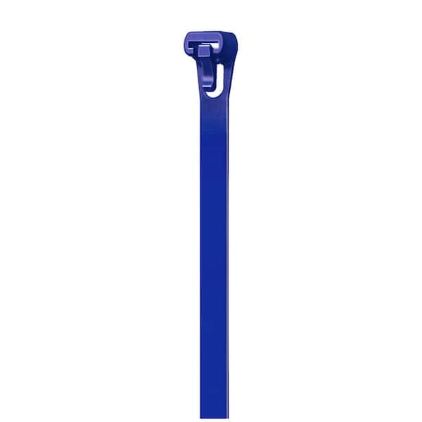 14 in. Reusable Releasable UL 21 Rated Cable Zip Ties (100-Pack) (Blue)