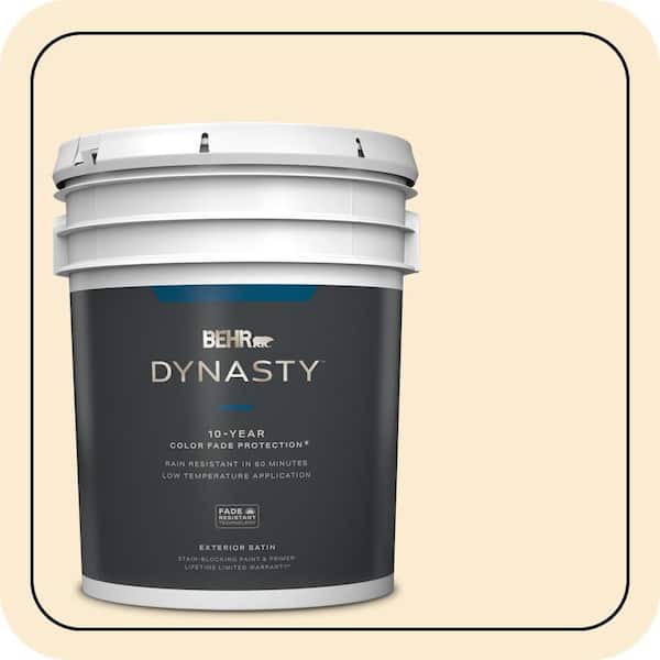 BEHR DYNASTY 5 gal. #OR-W04 Nice Cream Satin Enamel Exterior Stain-Blocking Paint & Primer