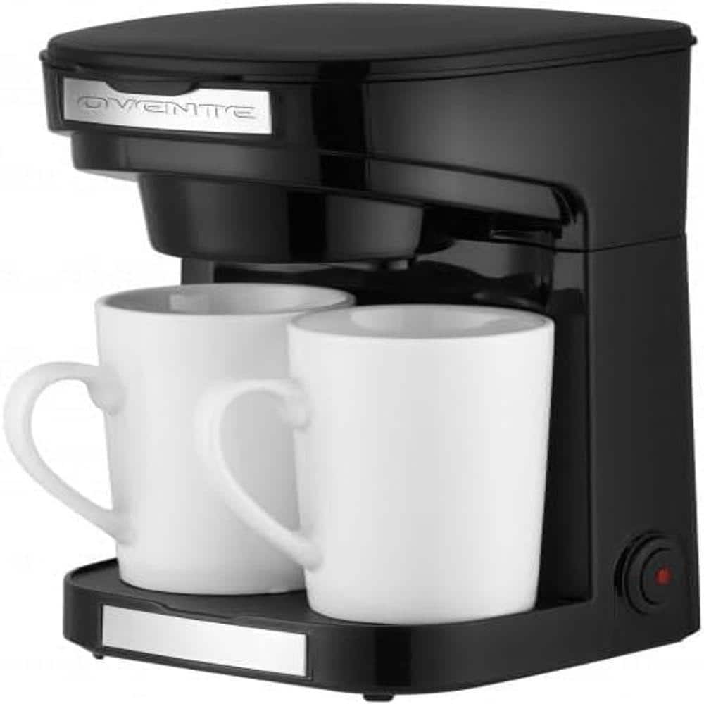Series 2-Cup Black Drip Coffee Maker with Auto Shut-Off, 2 Ceramic Mugs, Compact Design Black CMDD2MB