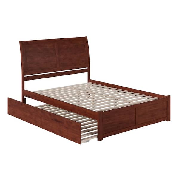 Portland Walnut Queen Bed with Footboard and Twin Extra Long Trundle