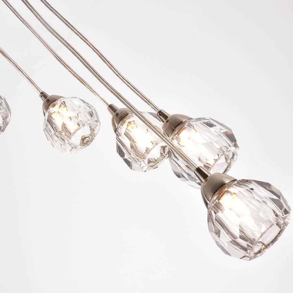 Maxax 67" Nickel and Crystal Tiered Chandelier with 10 Lights