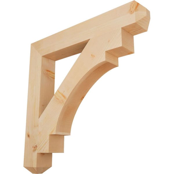 Ekena Millwork 5.5 in. x 42 in. x 42 in. Douglas Fir Merced Craftsman Smooth Bracket