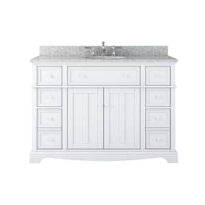 Fremont 49 in. Single Sink Freestanding White Bath Vanity with Grey Granite Top (Assembled)