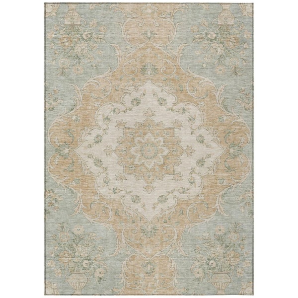 Chantille Machine Washable Indoor/Outdoor Abstract ACN3080 Seafoam 10 ft. x 14 ft. Area Rug