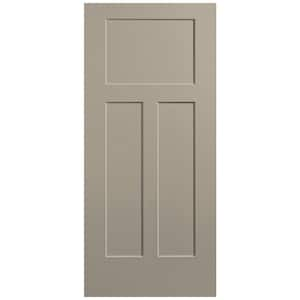 36 in. x 80 in. 3-Panel Winslow Single Bore Hollow Core Smoked Tan Molded Composite Interior Door Slab