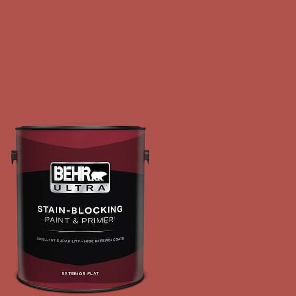 BEHR ULTRA 1 gal. #BIC-48 Fortune Red Flat Exterior Paint & Primer