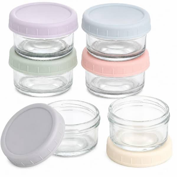 6-Piece Glass Salad Dressing and Condiment Containers with Leakproof Lids, 2.7 oz. Transparent