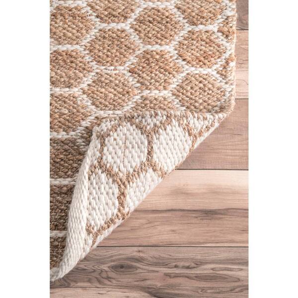 Square Honeycomb Bath Rug in Natural