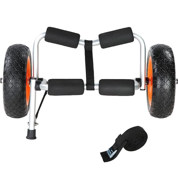 SKYSHALO Heavy Duty Kayak Cart, 250 lbs. Load Capacity, Foldable Canoe Trolley Cart with 10 in. Solid Tires, Nonslip Support Foot