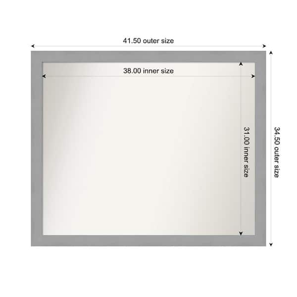 Amanti Art Brushed Nickel 41.5 in. x 34.5 in. Custom Non-Beveled Recycled Polystyrene Framed Bathroom Vanity Wall Mirror