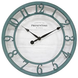 10 in Aged Teal Finish Farmhouse Series Wall Clock