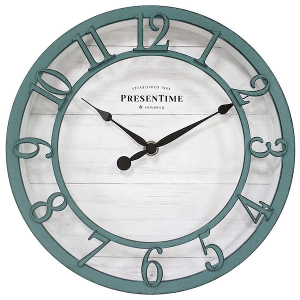 Unbranded 10 in Aged Teal Finish Farmhouse Series Wall Clock