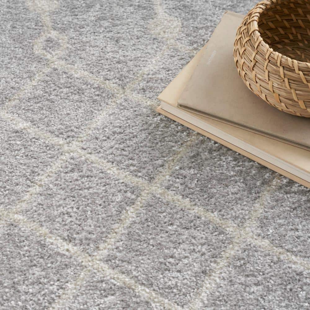 Astra Gray 12' x 15' Synthetic Trellis Washable Rug