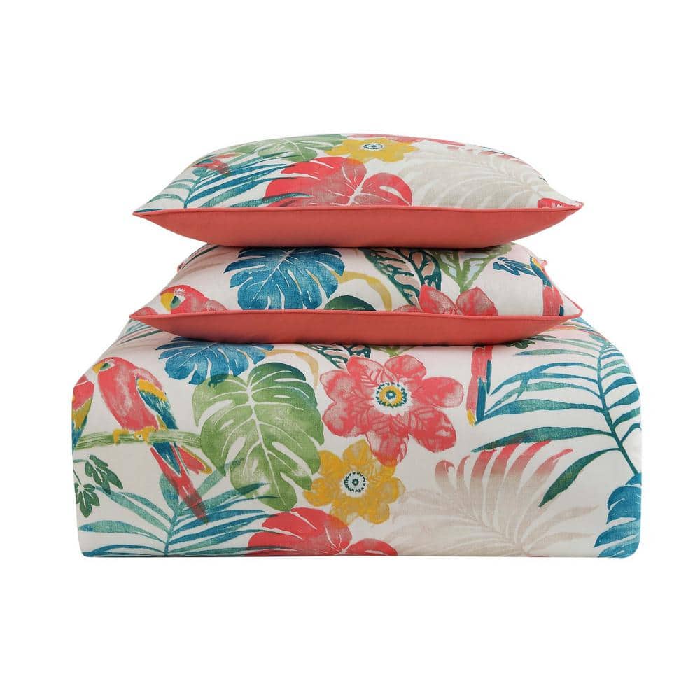 Oceanfront Resort Coco Paradise Coastal Cotton Floral Duvet Cover Set