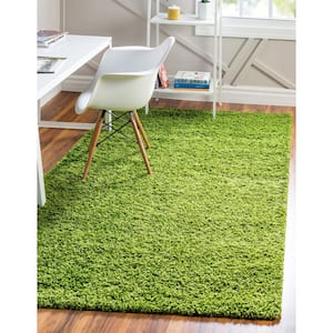 Solid Shag Grass Green 8 ft. x 10 ft. Area Rug
