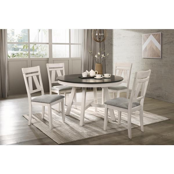 NEW CLASSIC HOME FURNISHINGS New Classic Furniture Maisie 5-piece Wood Top Round Dining Set, White and Brown