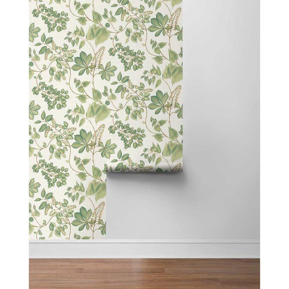 Willow Green Botanical Peel and Stick Vinyl Wallpaper