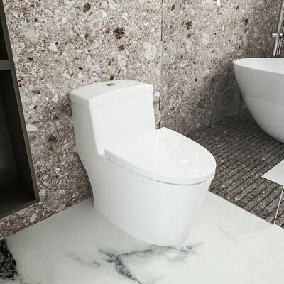 12 in. Rough-In 1-piece 1.1/1.6 GPF Dual Flush Elongated Toilet in White with Comfort Seat Height, Seat Included