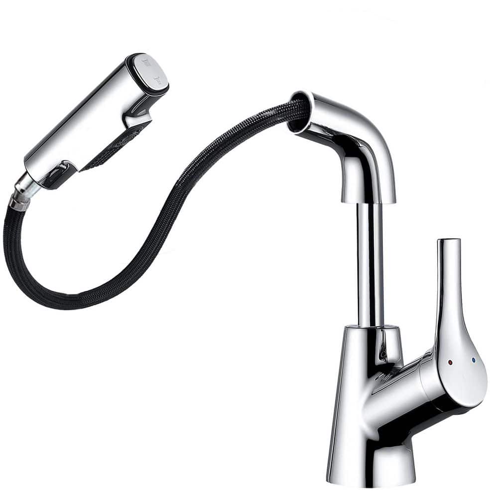 Single Handle Single Hole Pull Down Bathroom Faucet and 2-Spray Mode and Raised and Lowered Function in Polished Chrome price history on PriceWatchPro
