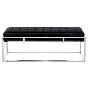Black and Silver Contemporary Bench 18 in. x 48 in. x 18 in.