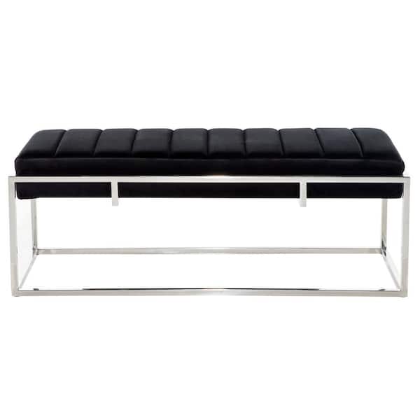 Silver Contemporary Bench 18, White Leather Bench Contemporary