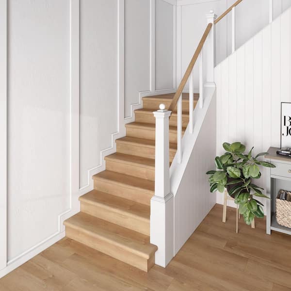 Lakeside Hill Oak 47 in. L x 12.15 in. W x 42.92 mm T Vinyl Overlay Stair Tread and Reversible Riser Kit