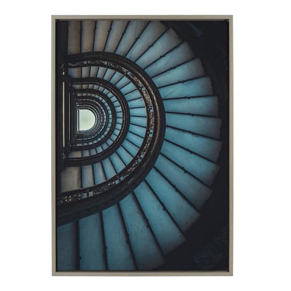Kate and Laurel Sylvie Blue Stairway by F2Images Framed Canvas Culture Art Print 33 in. x 23 in.