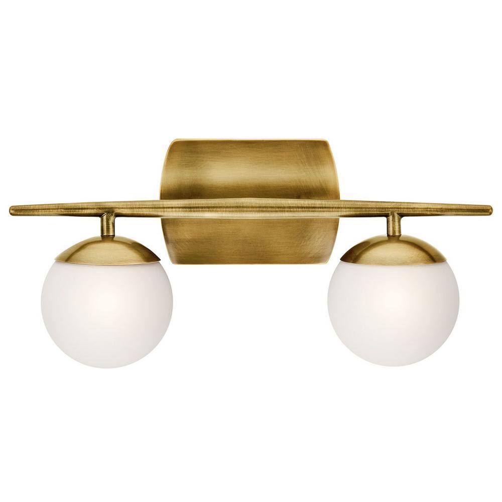 Jasper Mid-Century 16.5" Vanity Light in Natural Brass with Opal Glass