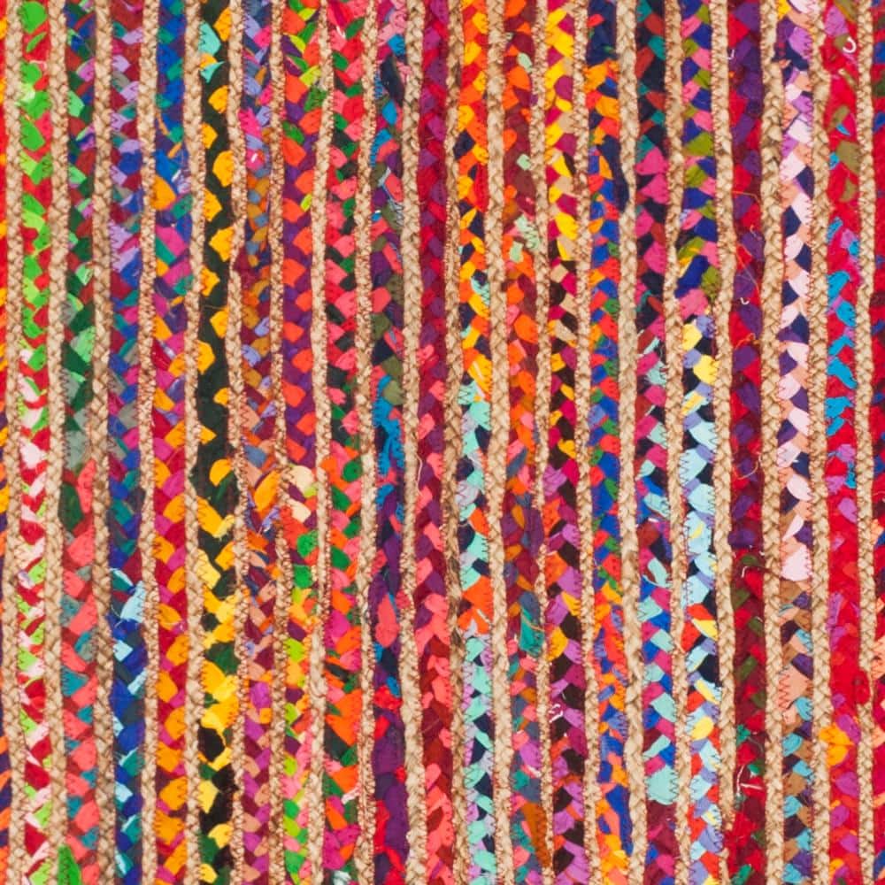 Handwoven Boho Chic Red & Multi Stripe Wool-Cotton Area Rug - 27"x12"
