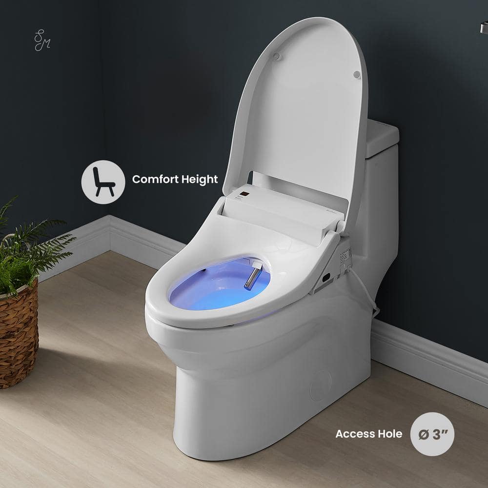 Elongated Glossy White Dual Flush Smart Toilet