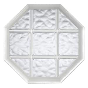 26 in. x 26 in. Acryilc Block Fixed Octagon Geometric Vinyl Window in White - Wave Block