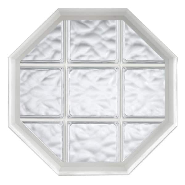 Hy-Lite 26 in. x 26 in. Acryilc Block Fixed Octagon Geometric Vinyl Window in White - Wave Block
