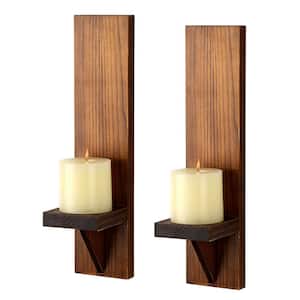 Brown Farmhouse Wall Candle Sconces, Set of 2