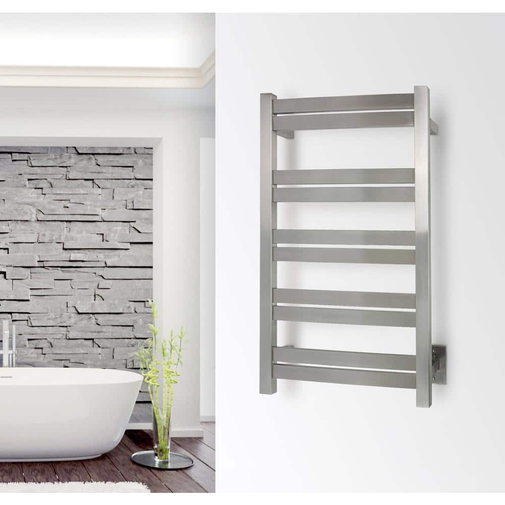 Brushed Stainless Steel Wall Mounted 10-Bar Towel Warmer