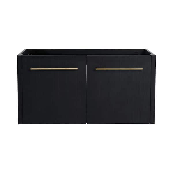 35.06 in. W x 17.94 in. L x 17.69 in. H Wall Mounted Bath Vanity Cabinet without Top with Soft Close Doors in Black
