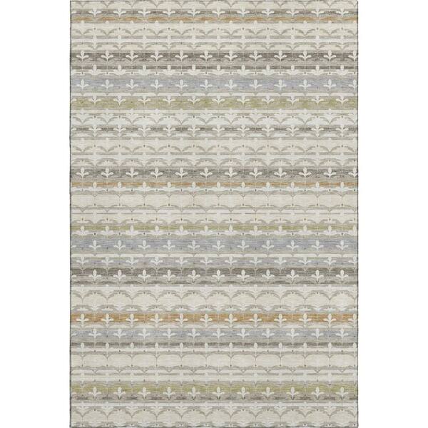 Mayfield Premium Machine Washable Abstract AMF2479 Ivory 9 ft. x 12 ft. Area Rug