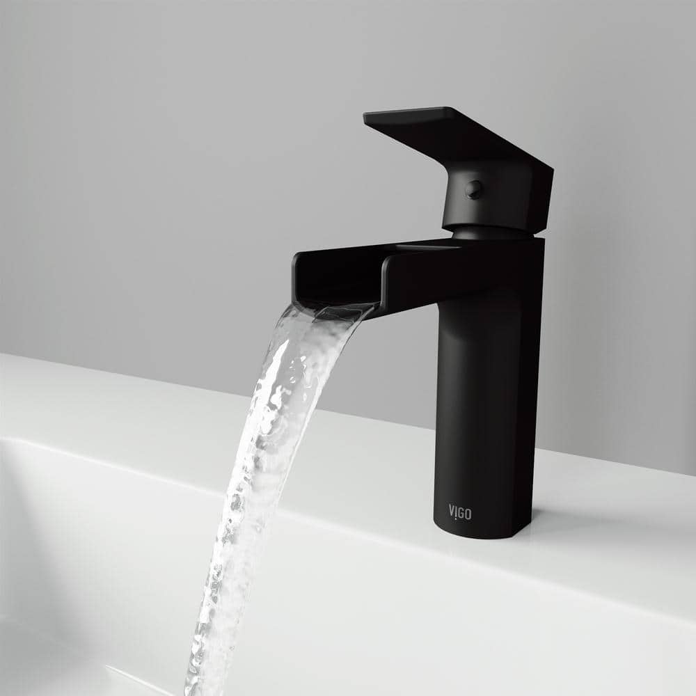 Matte Black Single-Hole Bathroom Faucet with Brass Construction