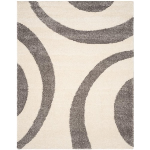 SAFAVIEH Portofino Shag Ivory/Gray 8 ft. x 10 ft. Geometric Area Rug